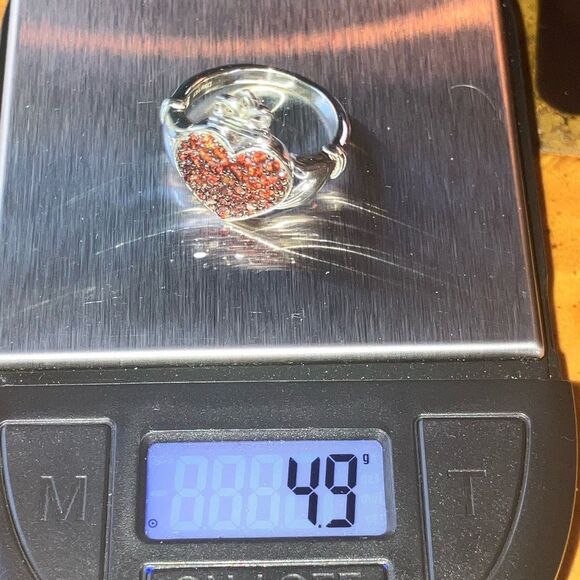 Natural Red Garnet Sterling Silver Claddagh Ring Size 7 - Picture 9 of 9